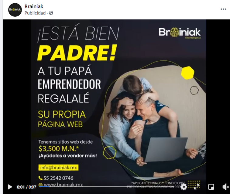 Ejemplo de imagen de  publicidad de paga en Facebook - Marketing digital Brainiak MKT