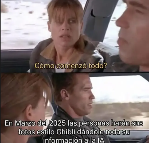 meme imágenes estilo estudio ghibli / sarah connor y terminator 